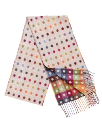 Multi Spot Merino Scarf-Beige