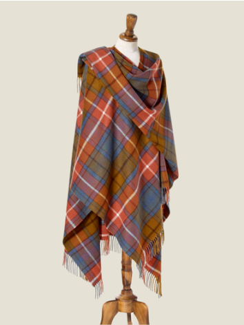 Antique Buchanan Large Tartan Merino Ruana