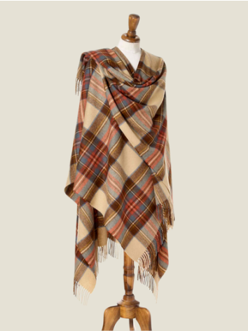 Antique Dress Stewart Large Tartan Merino Ruana