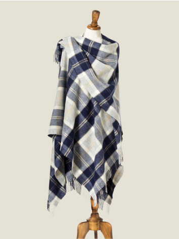 Bannockbane Large Tartan Merino Ruana-Silver
