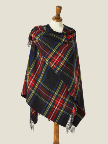 Black Stewart Small Tartan Ruana