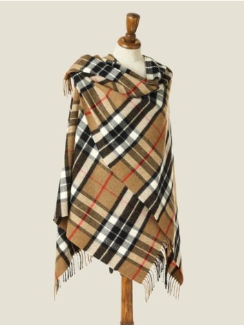 Camel Thompson Small Tartan Ruana