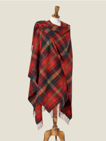 Dark Maple Large Tartan Merino Ruana