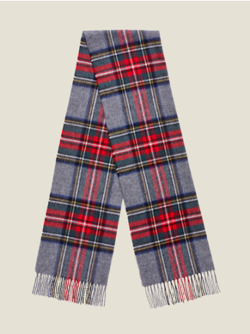 Grey Stewart Large Tartan Scarf