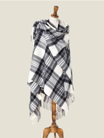 Dress Grey Stewart Large Tartan Merino Ruana