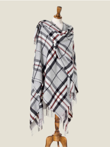 Grey Thompson Large Tartan Merino Ruana