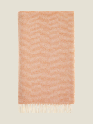 Herringbone Pure Wool Throw-Orange Sherbet