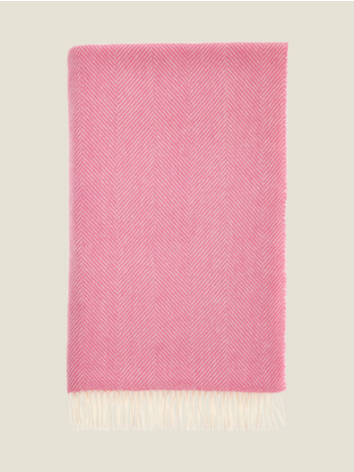 Herringbone Pure Wool Throw-Bubblegum
