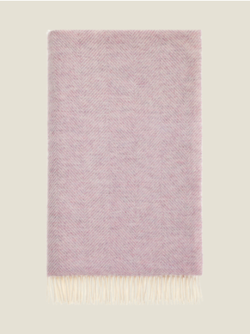 Herringbone Pure Wool Throw-Sugared Almond