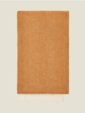 Herringbone Pure Wool Throw-Pumpkin Spice