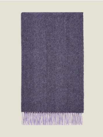 Herringbone Pure Wool Throw- Blackcurrant