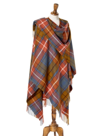 Antique Buchanan Large Tartan Merino Ruana