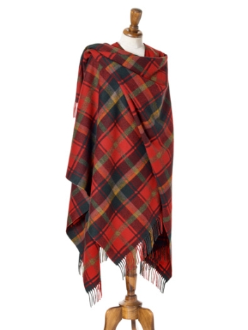 Dark Maple Large Tartan Merino Ruana