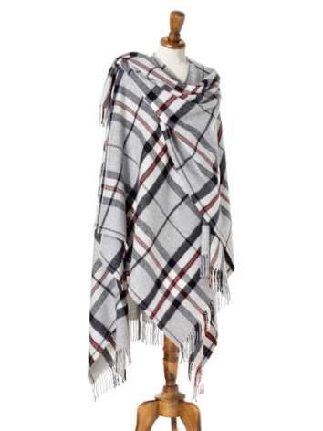 Grey Thompson Large Tartan Merino Ruana