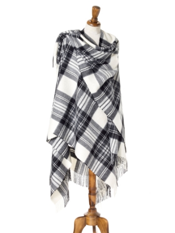 Dress Grey Stewart Large Tartan Merino Ruana
