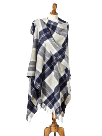 Bannockbane Large Tartan Merino Ruana-Silver