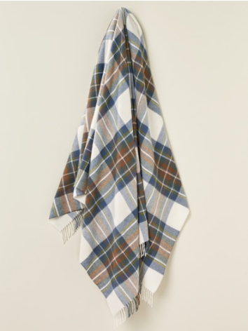 Muted Blue Stewart Tartan Merino Throw