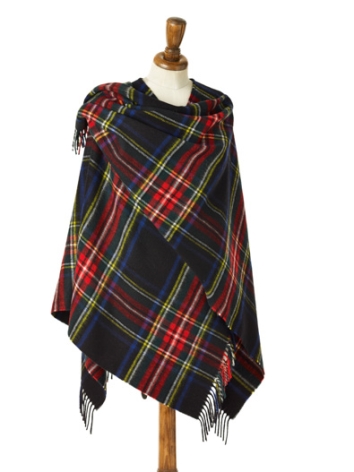Black Stewart Small Tartan Ruana
