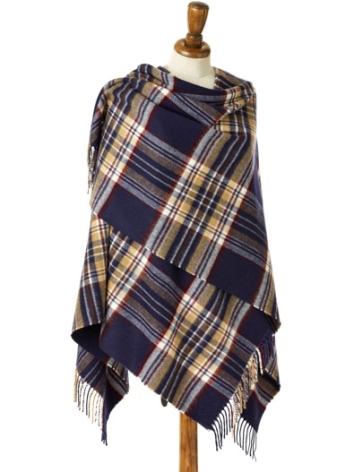 Navy Stewart Small Tartan Ruana