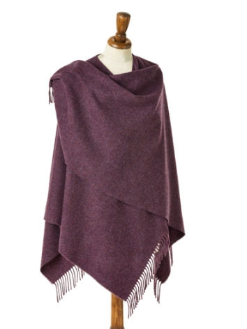 Plain Small Ruana-Purple Heather