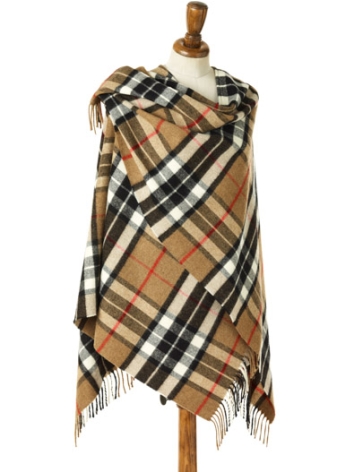 Camel Thompson Small Tartan Ruana