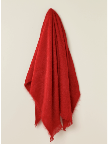 Mohair throw in Berry Red by Rosemill.