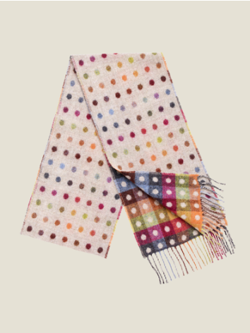 Multi Spot Merino Scarf-Beige