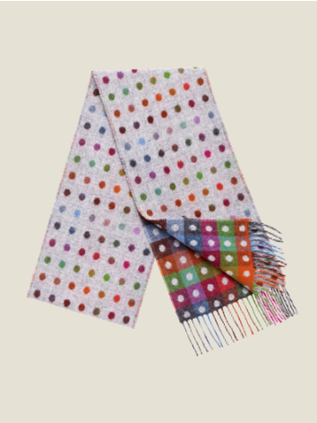 Multi Spot Merino Scarf-Grey