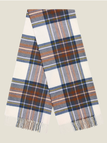 Muted Blue Stewart Oversized Tartan Scarf