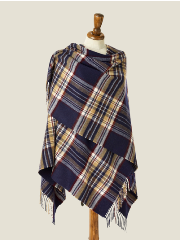 Navy Stewart Small Tartan Ruana