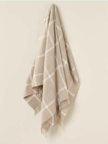 Windowpane Merino Throw-Beige