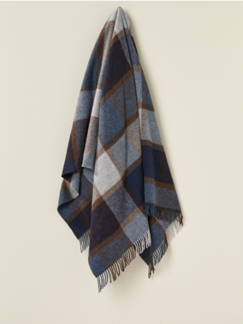 Block Windowpane Merino Throw-Blue