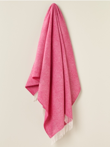 Herringbone Pure Wool Throw-Fuchsia