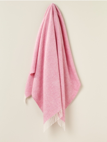 Herringbone Pure Wool Throw-Pale Pink