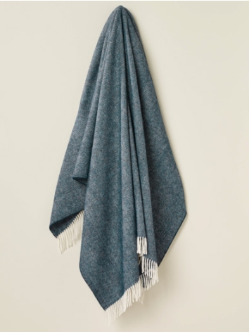 Herringbone Pure Wool Throw-Teal