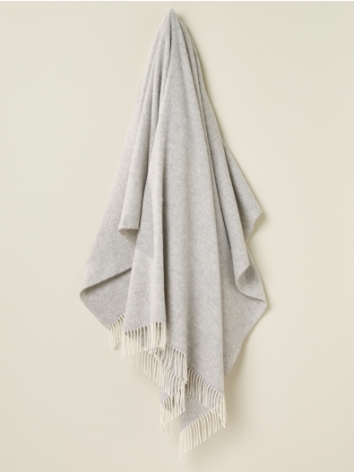 Herringbone Merino Throw-Grey
