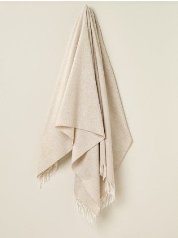 Herringbone Merino Throw-Beige