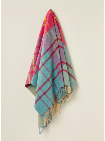 Stormness design wool throw in Cerise and Mint from Bronte by Moon.