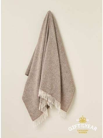 British Wool Herringbone Throw in Brown. From Bronte by Moon.