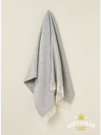 British Wool Herringbone Throw in Silver. From Bronte by Moon.