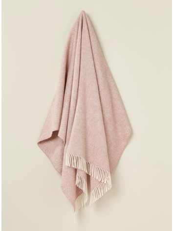 British Wool Herringbone Throw in Pink. From Bronte by Moon.