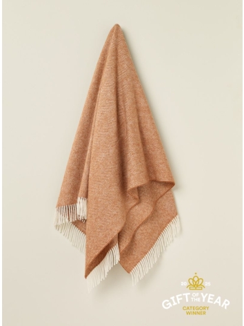 British Wool Herringbone Throw in Terracotta. From Bronte by Moon.