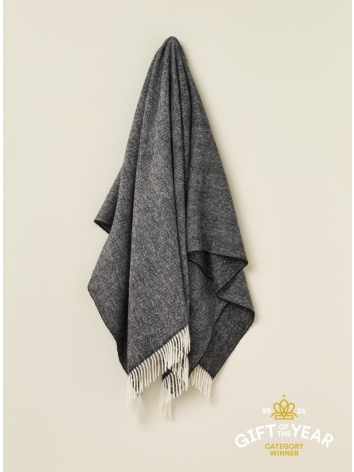 British Wool Herringbone-Black/White