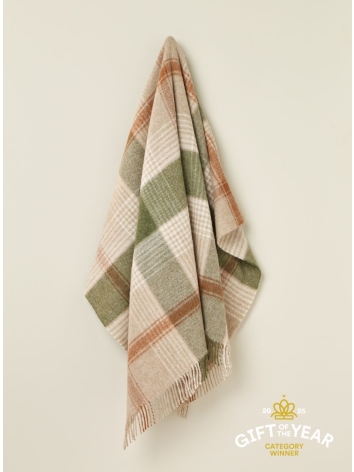 British Wool Classic Check Throw-Terracotta/Green