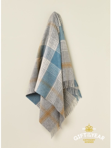 British Wool Classic Check Throw-Teal