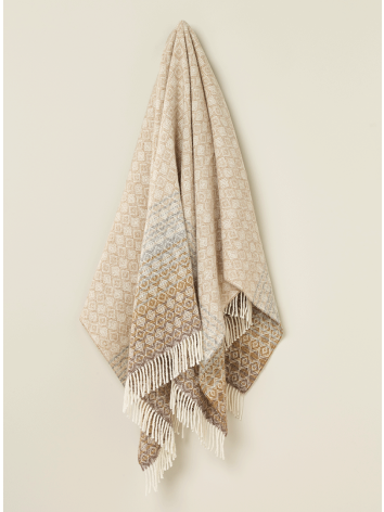 British Wool throw in an Ombre Diamond design in a Natural Colour. From Bronte by Moon. 