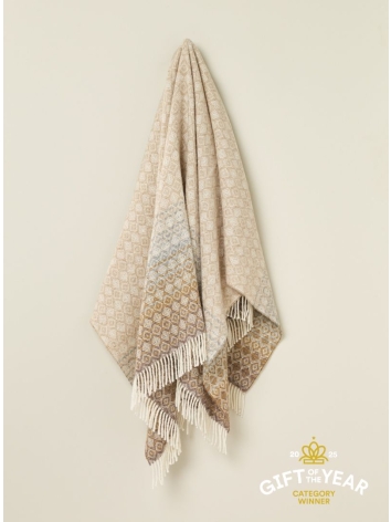 British Wool Ombre Diamond Throw-Natural