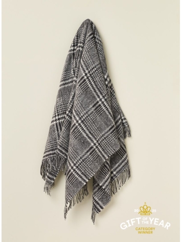 British Wool Patchwork Glen Check Throw-Black/White
