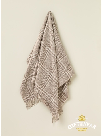 British Wool Patchwork Glen Check Throw-Brown/Ecru