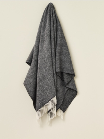 British Wool Herringbone-Black/White